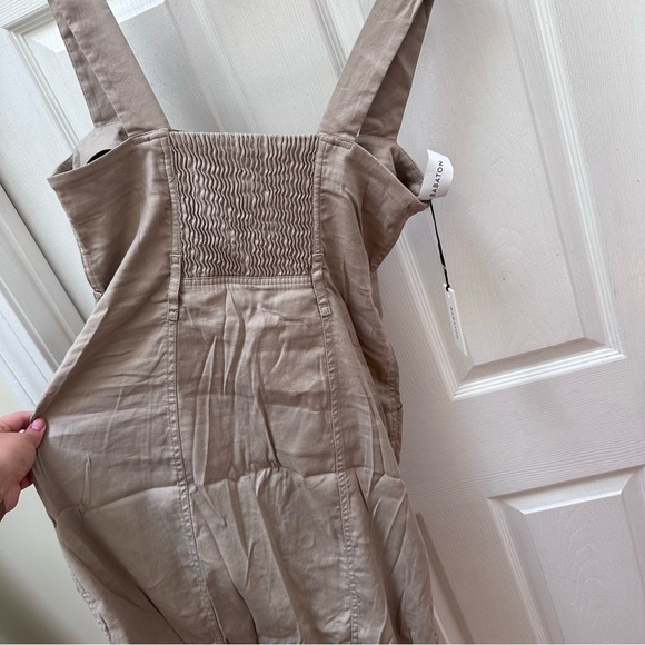 NWT Aritzia Babaton Kofi Dress Tan Linen Blend Button Front Tank Dress - Picture 11 of 11